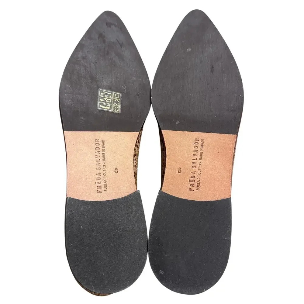 NWOB Anthropologie Freda Salvador LISA 7 Croc Embossed Leather Pointed Flats Sz8